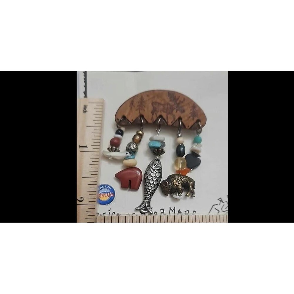 Monica Vander Mars Wood Brooch #0156 - Picture 2 of 2